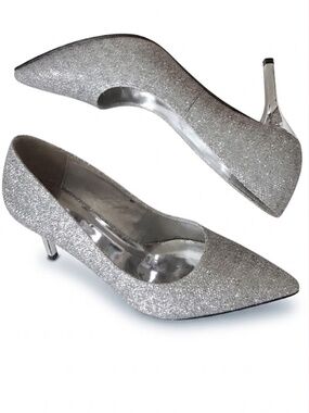 Silver women's pumps size 8.5 heels comfortable 3 inch heel